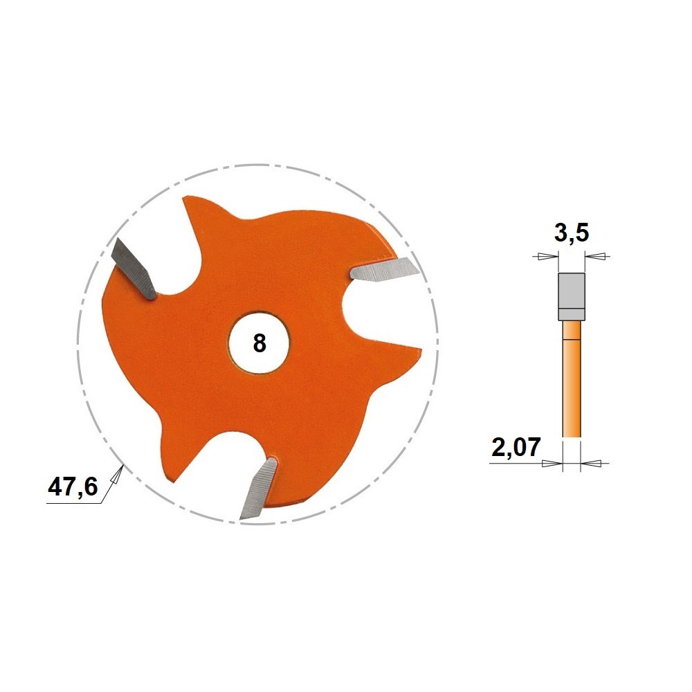 Fresa Circular para Canal Lateral HW Ø47,6x3,5mm - marca CMT - Cód. 822.335.11